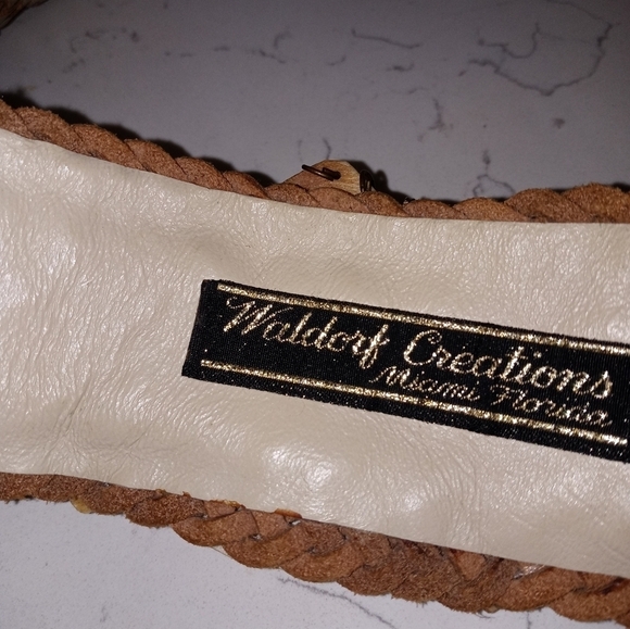 Vintage Waldorf creations Miami Woven Leather Belt w Inca Accent detailing - Picture 6 of 10